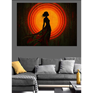 Kırmızı Elbiseli Gölge Kadın Dekoratif Kanvas - Mdf Ahşap Tablo 25x35 cm