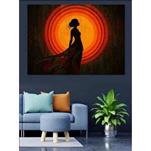 Kırmızı Elbiseli Gölge Kadın Dekoratif Kanvas - Mdf Ahşap Tablo