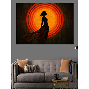 Kırmızı Elbiseli Gölge Kadın Dekoratif Kanvas - Mdf Ahşap Tablo