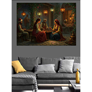 Mum Işığında Sakin Sohbet Dekoratif Kanvas - Mdf Ahşap Tablo 25x35 cm