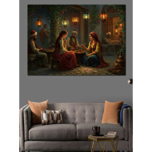 Mum Işığında Sakin Sohbet Dekoratif Kanvas - Mdf Ahşap Tablo