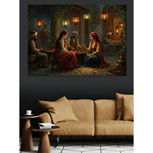 Mum Işığında Sakin Sohbet Dekoratif Kanvas - Mdf Ahşap Tablo 70x100 cm