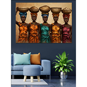 Renkli Elbiseli Dört Kadın Dekoratif Kanvas - Mdf Ahşap Tablo
