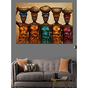 Renkli Elbiseli Dört Kadın Dekoratif Kanvas - Mdf Ahşap Tablo