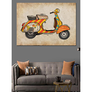 Eskiz Tarzı Kırmızı Scooter Dekoratif Kanvas - Mdf Ahşap Tablo