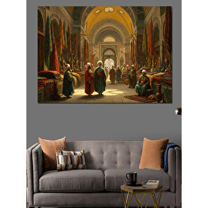 Tarihi Kapalıçarşıda Satıcılar Dekoratif Kanvas - Mdf Ahşap Tablo 100x140 cm