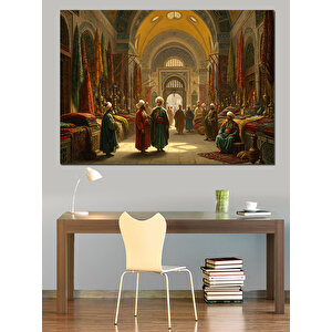 Tarihi Kapalıçarşıda Satıcılar Dekoratif Kanvas - Mdf Ahşap Tablo 25x35 cm