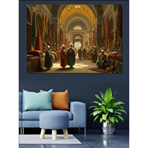 Tarihi Kapalıçarşıda Satıcılar Dekoratif Kanvas - Mdf Ahşap Tablo