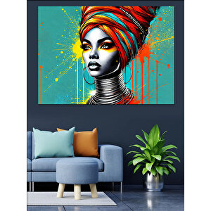 Renkli Afrikalı Cesur Kadın Dekoratif Kanvas - Mdf Ahşap Tablo 50x70 cm