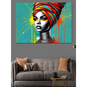 Renkli Afrikalı Cesur Kadın Dekoratif Kanvas - Mdf Ahşap Tablo 50x70 cm