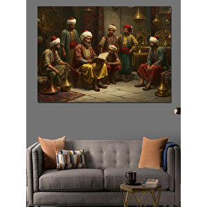 Gölgelikte Sohbet Eden Bilgeler Dekoratif Kanvas - Mdf Ahşap Tablo 25x35 cm