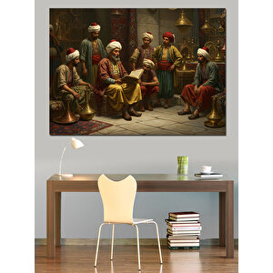 Gölgelikte Sohbet Eden Bilgeler Dekoratif Kanvas - Mdf Ahşap Tablo