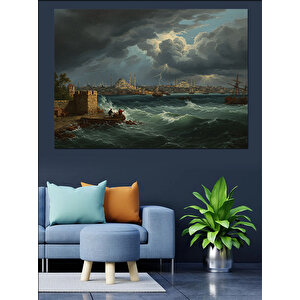 Fırtına Öncesi Liman Sessizliği Dekoratif Kanvas - Mdf Ahşap Tablo 50x70 cm