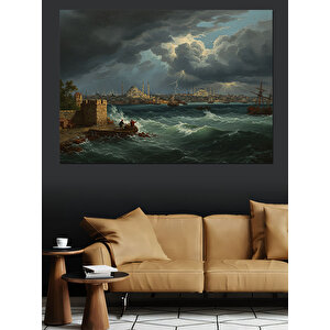 Fırtına Öncesi Liman Sessizliği Dekoratif Kanvas - Mdf Ahşap Tablo 35x50 cm