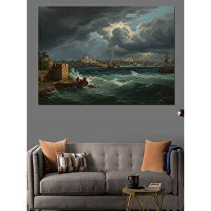 Fırtına Öncesi Liman Sessizliği Dekoratif Kanvas - Mdf Ahşap Tablo 35x50 cm