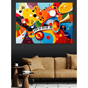 Renkli Enstrüman Patlaması Kompozisyon Dekoratif Kanvas - Mdf Ahşap Tablo 70x100 cm