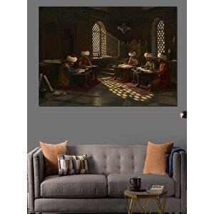 Medresede Tartışan Bilge Öğrenciler Dekoratif Kanvas - Mdf Ahşap Tablo 35x50 cm