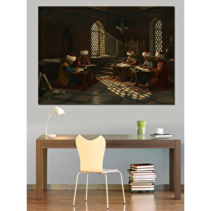 Medresede Tartışan Bilge Öğrenciler Dekoratif Kanvas - Mdf Ahşap Tablo 35x50 cm