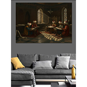 Medresede Tartışan Bilge Öğrenciler Dekoratif Kanvas - Mdf Ahşap Tablo 25x35 cm