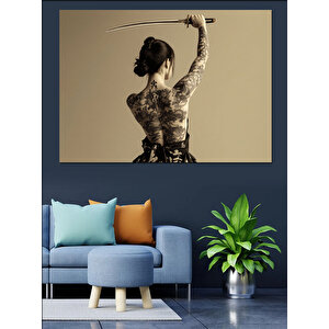 Kılıçla Kadın Portresi Sanat Dekoratif Kanvas - Mdf Ahşap Tablo 100x140 cm