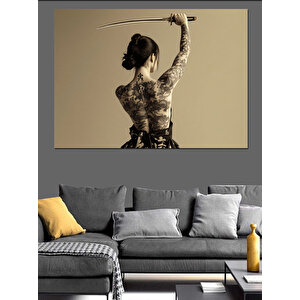 Kılıçla Kadın Portresi Sanat Dekoratif Kanvas - Mdf Ahşap Tablo