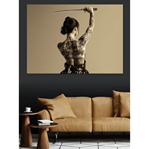 Kılıçla Kadın Portresi Sanat Dekoratif Kanvas - Mdf Ahşap Tablo