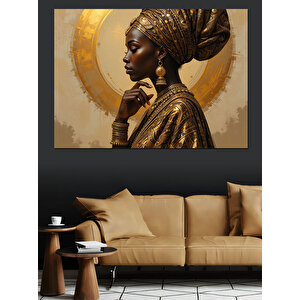 Altın Taçlı Zarif Kadın Dekoratif Kanvas - Mdf Ahşap Tablo 70x100 cm