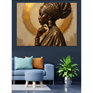 Altın Taçlı Zarif Kadın Dekoratif Kanvas - Mdf Ahşap Tablo 70x100 cm