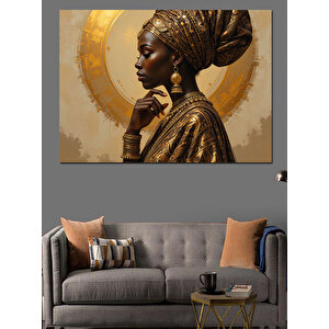 Altın Taçlı Zarif Kadın Dekoratif Kanvas - Mdf Ahşap Tablo 70x100 cm