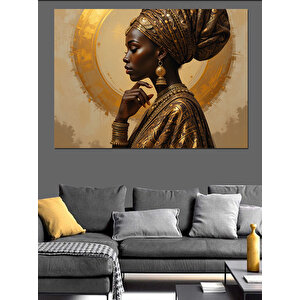 Altın Taçlı Zarif Kadın Dekoratif Kanvas - Mdf Ahşap Tablo