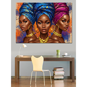Geleneksel Afrikalı Kadınlar Dekoratif Kanvas - Mdf Ahşap Tablo
