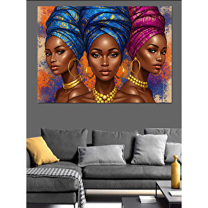 Geleneksel Afrikalı Kadınlar Dekoratif Kanvas - Mdf Ahşap Tablo