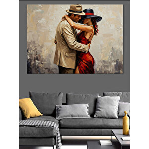 Aşık Çift Vintage Stil Dekoratif Kanvas - Mdf Ahşap Tablo 100x140 cm