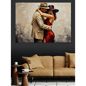 Aşık Çift Vintage Stil Dekoratif Kanvas - Mdf Ahşap Tablo 100x140 cm
