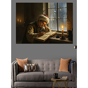 Gece Mum Işığında Yazı Dekoratif Kanvas - Mdf Ahşap Tablo 70x100 cm