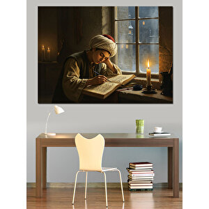 Gece Mum Işığında Yazı Dekoratif Kanvas - Mdf Ahşap Tablo