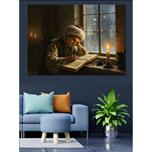 Gece Mum Işığında Yazı Dekoratif Kanvas - Mdf Ahşap Tablo 100x140 cm