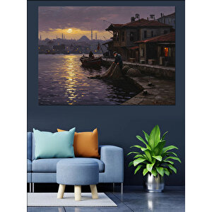 Kıyıda Akşam Sessizliği Dekoratif Kanvas - Mdf Ahşap Tablo 25x35 cm