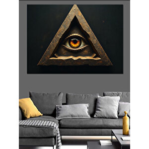 Üçgen İçinde Gizemli Göz Dekoratif Kanvas - Mdf Ahşap Tablo 50x70 cm