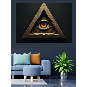 Üçgen İçinde Gizemli Göz Dekoratif Kanvas - Mdf Ahşap Tablo