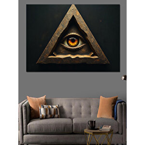 Üçgen İçinde Gizemli Göz Dekoratif Kanvas - Mdf Ahşap Tablo