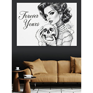 Forever Yours Kurukafa Kadın Dekoratif Kanvas - Mdf Ahşap Tablo