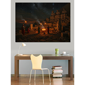 Nemrut Dağı Ve Gece Dekoratif Kanvas - Mdf Ahşap Tablo 70x100 cm