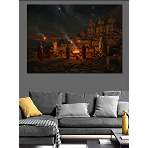 Nemrut Dağı Ve Gece Dekoratif Kanvas - Mdf Ahşap Tablo 70x100 cm