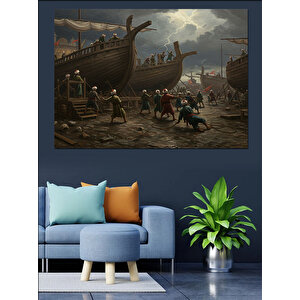 Liman Kıyısında Yoğun Çalışma Dekoratif Kanvas - Mdf Ahşap Tablo