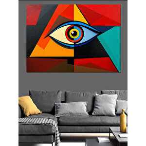 Soyut Üçgen Göz Figürü Dekoratif Kanvas - Mdf Ahşap Tablo 35x50 cm