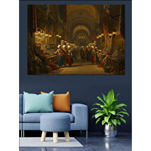 Kapalıçarşıda Yoğun Alışveriş Anı Dekoratif Kanvas - Mdf Ahşap Tablo 50x70 cm