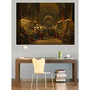 Kapalıçarşıda Yoğun Alışveriş Anı Dekoratif Kanvas - Mdf Ahşap Tablo