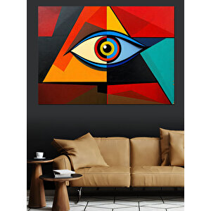 Soyut Üçgen Göz Figürü Dekoratif Kanvas - Mdf Ahşap Tablo 100x140 cm