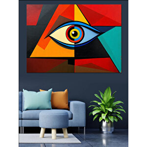 Soyut Üçgen Göz Figürü Dekoratif Kanvas - Mdf Ahşap Tablo 100x140 cm